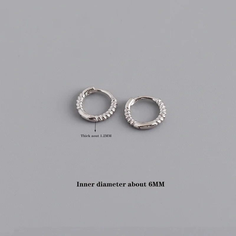 WANTME 925 Sterling Silver Fashion Piercing Charm Twist Huggies Hoop Earrings for Women Rock Gothic Unisex Jewelry Ear Buckles
