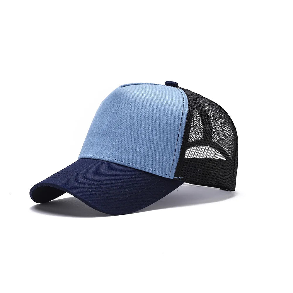 Blank 5 Pane Mesh Baseball Cap Mens And Women Curved Snapback Hats Summer Sunshade Sun Hat Simple Trucker Cap gorras casquette