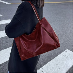 Vintage Red Womens Tote Bag Athletic Casual Fashion Large Capacity Leather