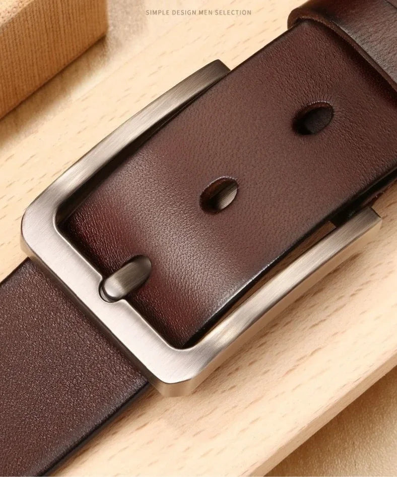 Men's Vintage Casual Belt Black Pin Buckle Student Versatile Leather Wide Belt