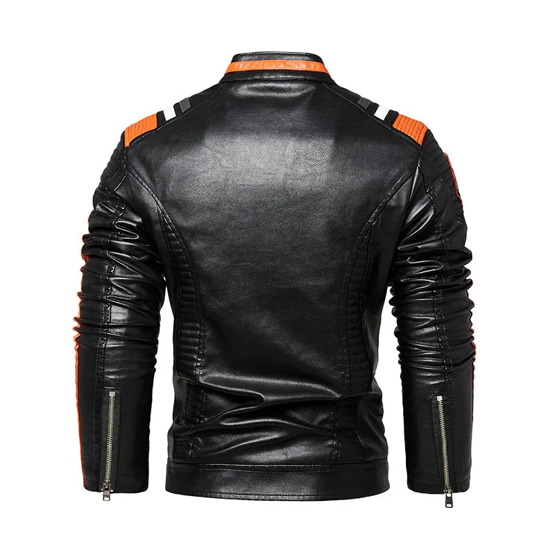 Mens Vintage Motorcycle Jacket Men Fashion Biker Leather Jacket Male