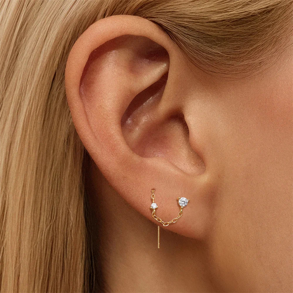 Aide 925 Sterling Silver Long Chain Tassel Baroque Irregular Pearl Dangle Earrings for Women C Shape Earrings Jewelry Pendientes