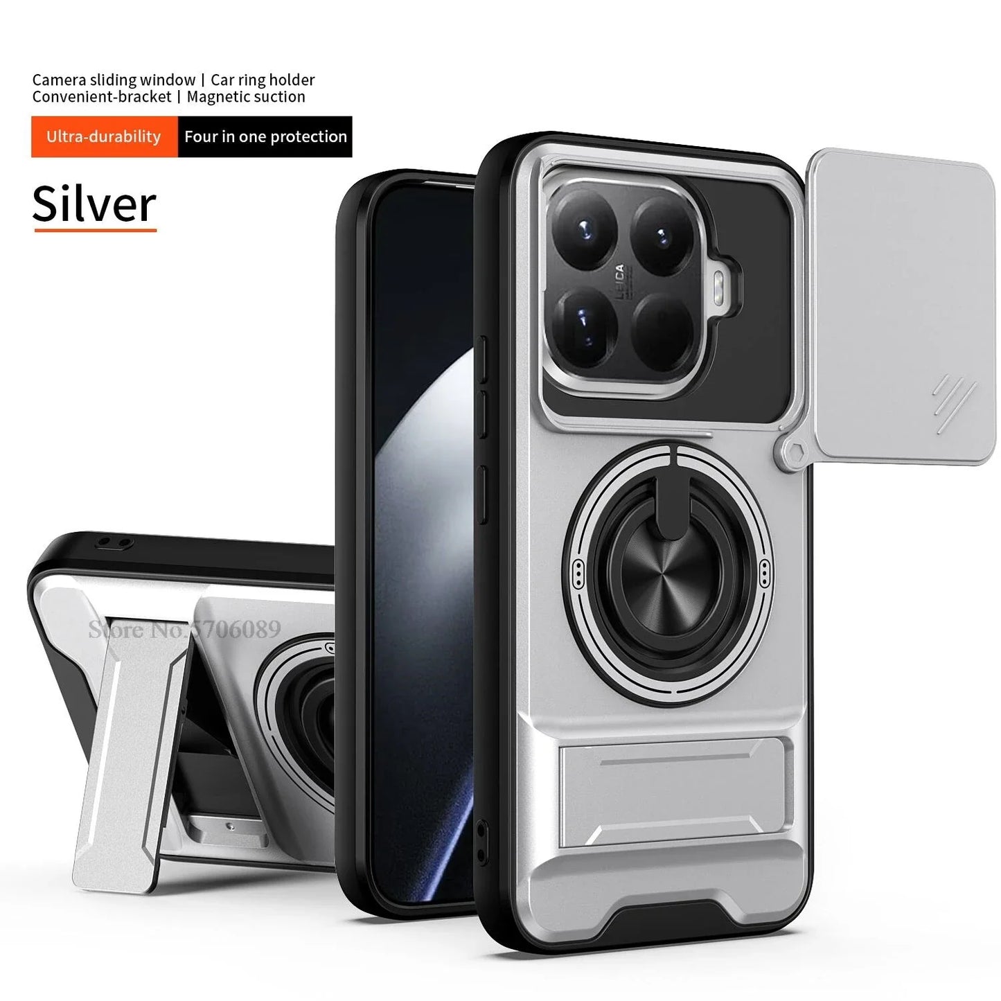 15T/15T Pro Armor Case For Xiaomi 15T Pro Case Shockproof Slide Lens Protector Phone Cover For Xiaomi 15T Case Fundas With Ring