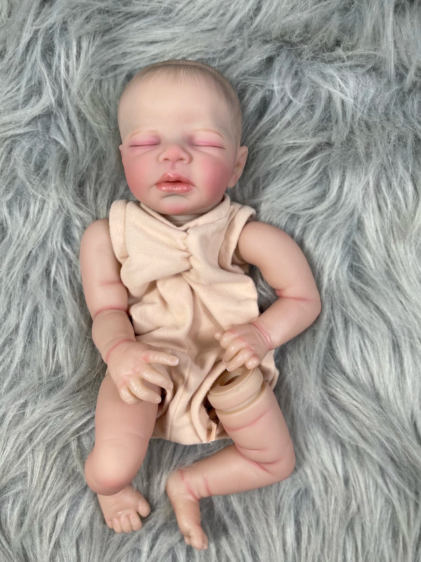 16 Inch Kit Reborn Zendric 3D Painted Skin Doll With Rooted Eyelashes and Cloth Body Unassembled Reborn Baby Doll Parts Molds