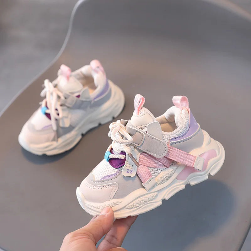 Spring Autumn Baby Sports Shoes Fashion Cross-tied Mesh Breathable Boys Sneakers Children Boys Girls Outdoor Running Shoes