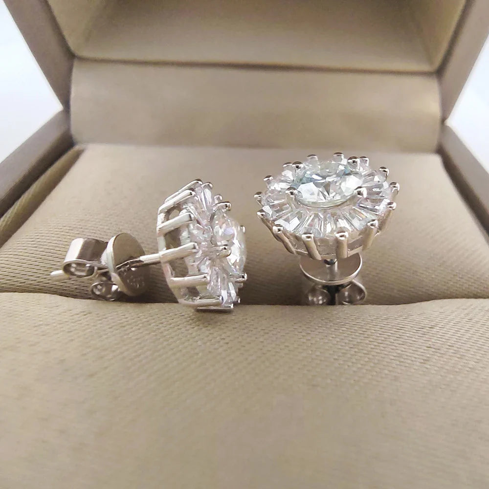 Luomansi 0.5CT 5MM D Moissanite Earrings S925 Silver Passed the Diamond Test Women Jewelry Wedding Party Birthday Gift