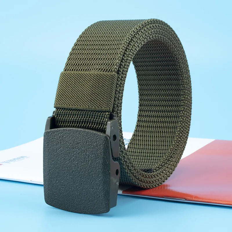 Newest 8 Colors Men Belts Military Nylon Adjustable Belt Outdoor Travel Tactical Waist Belt with Plastic Buckle for Pants 120cm