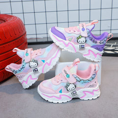 Kids Casual Pink Girls Leather Shoes Fashion Lightweight Running Young Student's Children Sports Girls Black Shoes