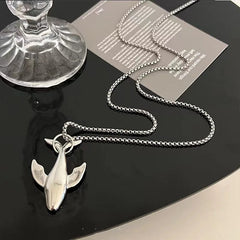 Fashion Trend Whale Stainless Steel Pendant Necklace for Men Exquisite High-end