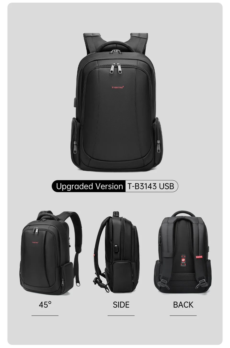 Tigernu Travel Backpacks Vacuum Backpack 14 15.6 17.3inch Laptop Backpack For School Backpack Men Schoolbag Compression Backpack