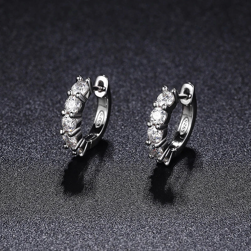 NeeTim 3mm D Color Moissanite Earrings 925 Sterling Silver Plated White Gold Hoop Earring for Women Wedding Party Fine Jewelry