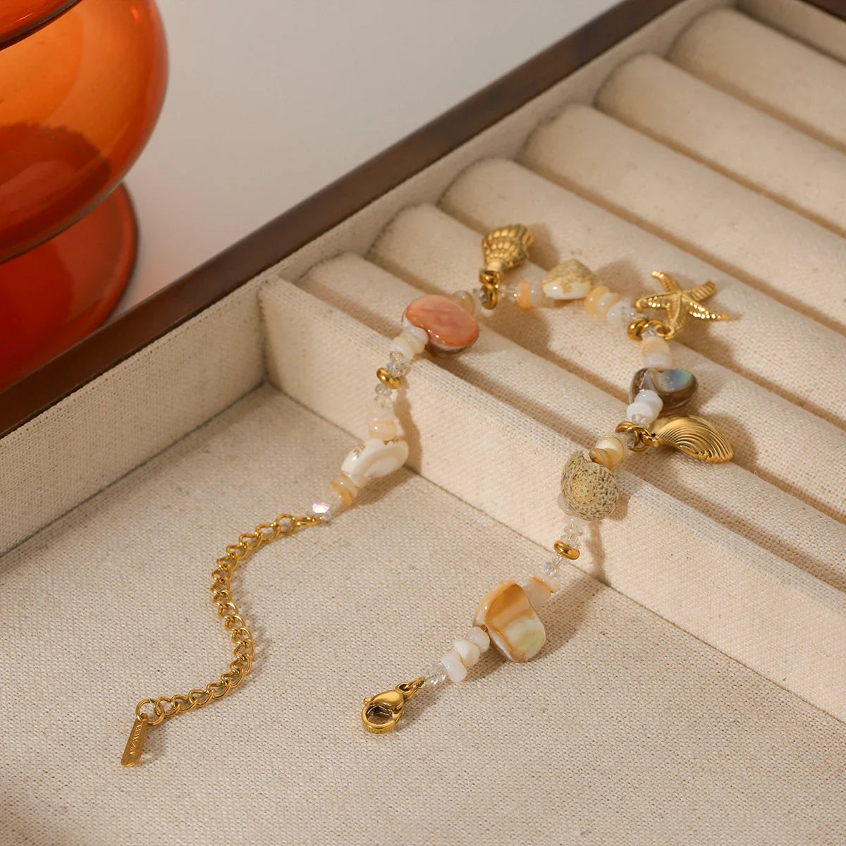 Vintage Real Shell Pendant Bracelet Woman Stainless Steel Adjustable Summer Beach Starfish Conch Hand Chain Jewellery Waterproof