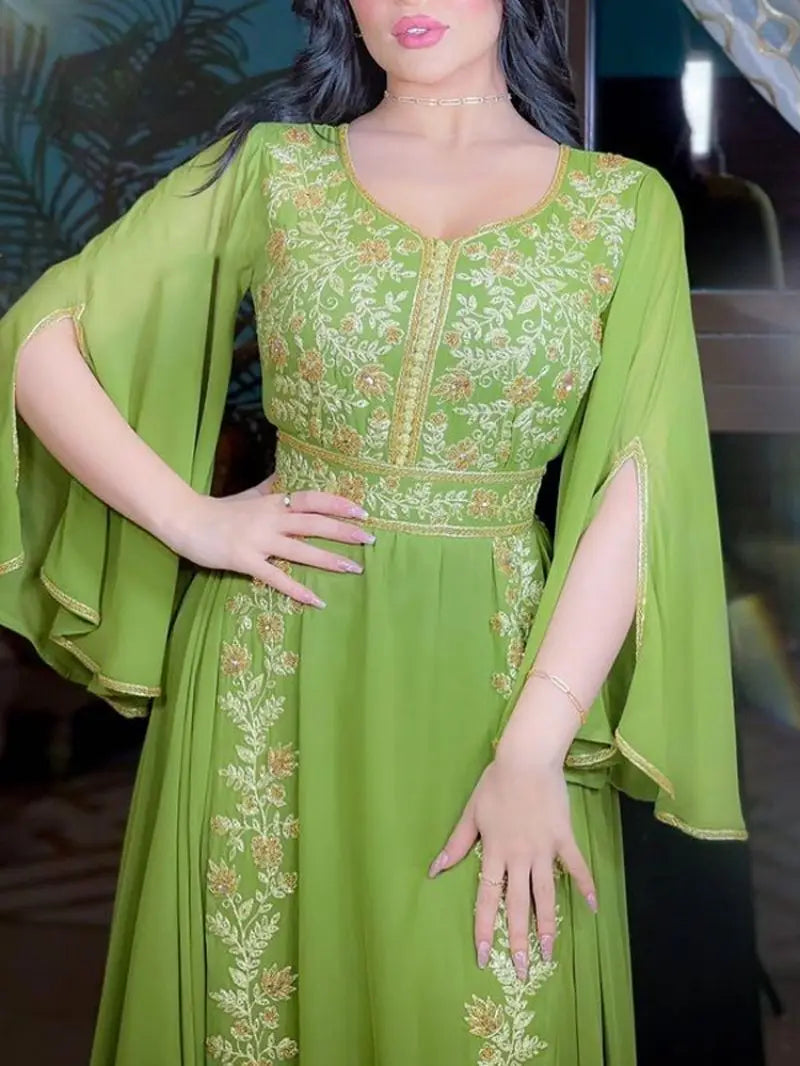 Evening Dresses V-Neck A-LINE Half Sleeve Floor-Length Chiffon
