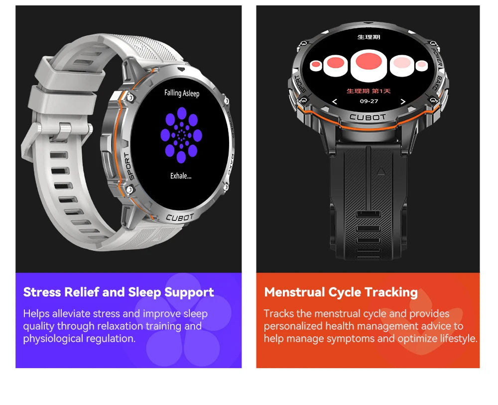 Cubot X3, Sport Waterproof Smartwatch, 1.73-inch AMOLED Display, Bluetooth Calls, 900mAh Battery, Blood Oxygen, Fitness Tracker