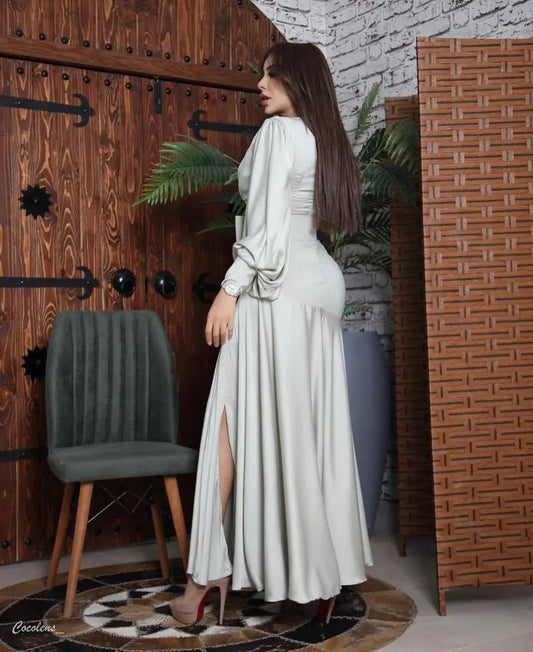 Evening wear Dresses: Long Sleeved Chiffon Formal Evening Prom Dress Women