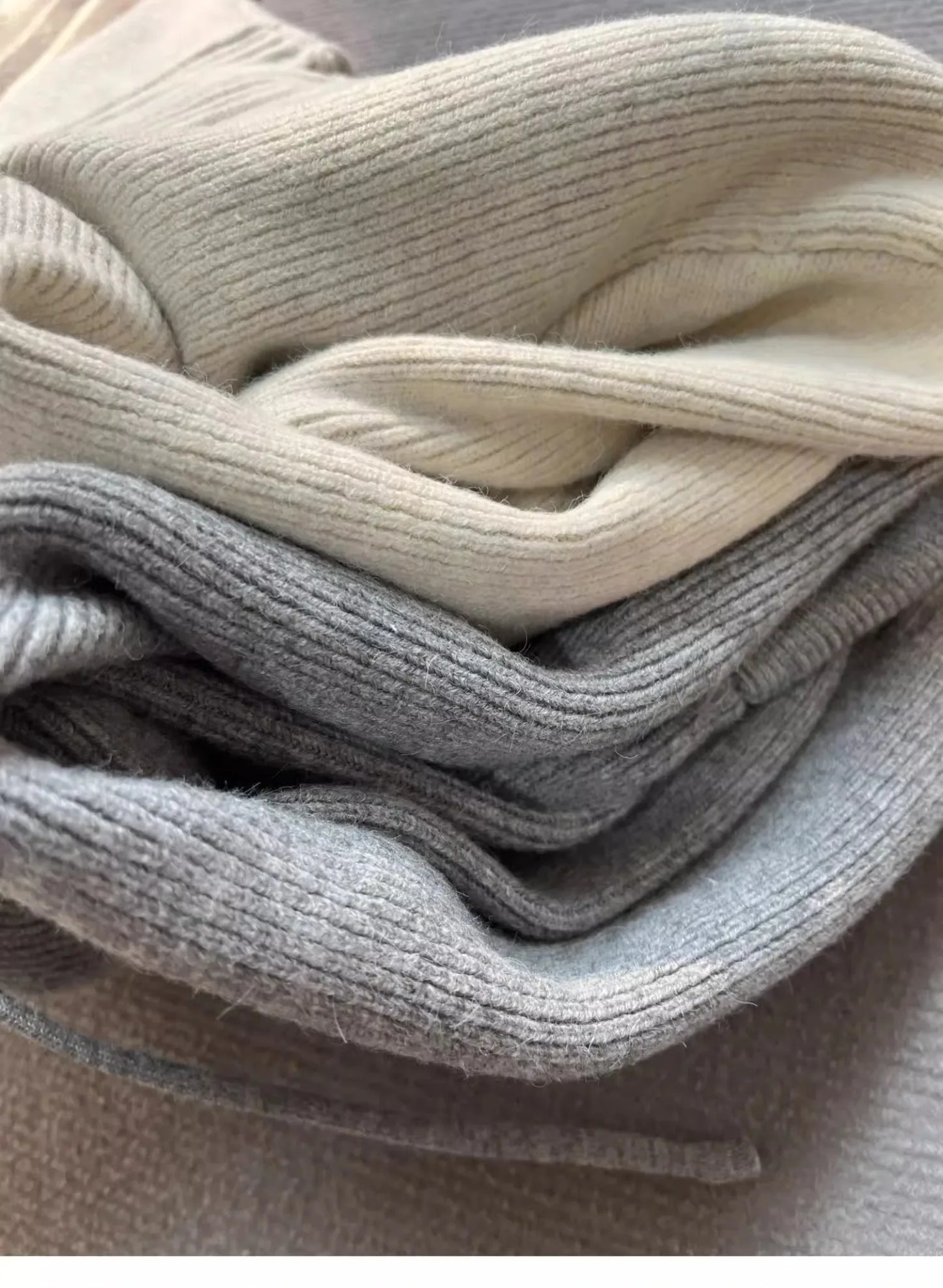 Gray Hooded Sweater Coat Women Spring Autumn Double Zipper Long Sleeve