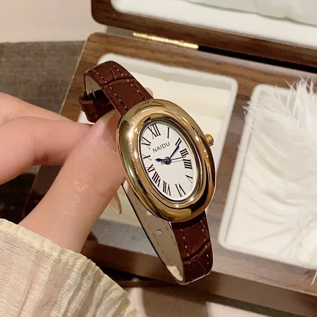 Fashion Oval Dial Women's Watch Casual Leather Band Analog Quartz Watches Female Wristwatch Dropshipping Clock Reloj De Mujer