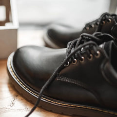 Maden Leather Platform Shoes for Men Black Outsdoor Italian Formal Boots