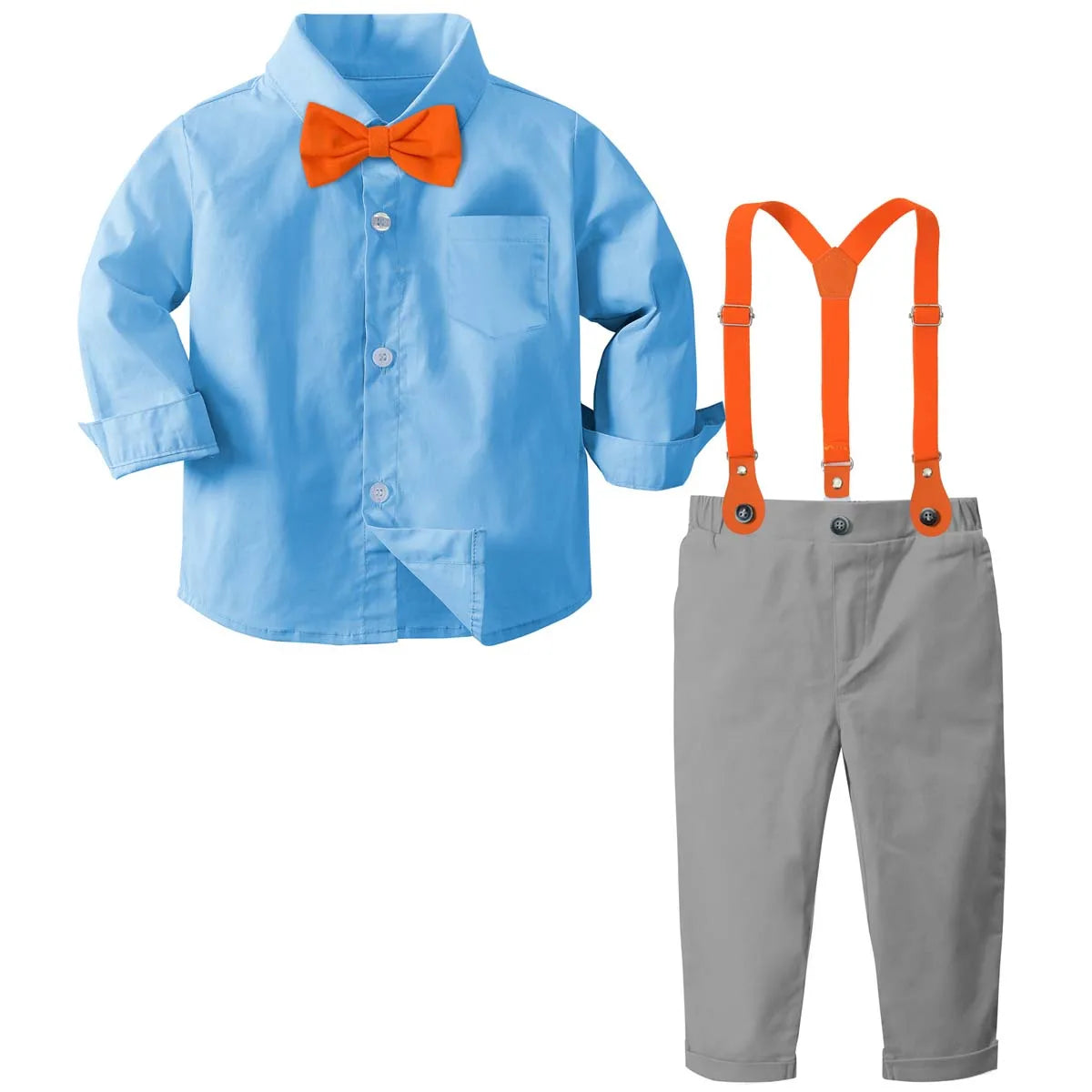 Suspenders Outfits Baby Boys Formal Clothing Sets Wedding Ring Bearer Clothes Kids Plaid Solid Suit Toddler Birthday Pants Set