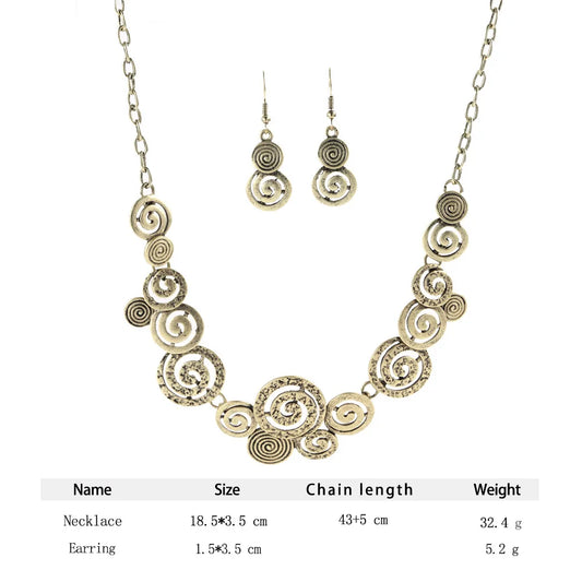 Fashion Thread Pattern Earrings Necklaces Set Elegant Women's Jewelry