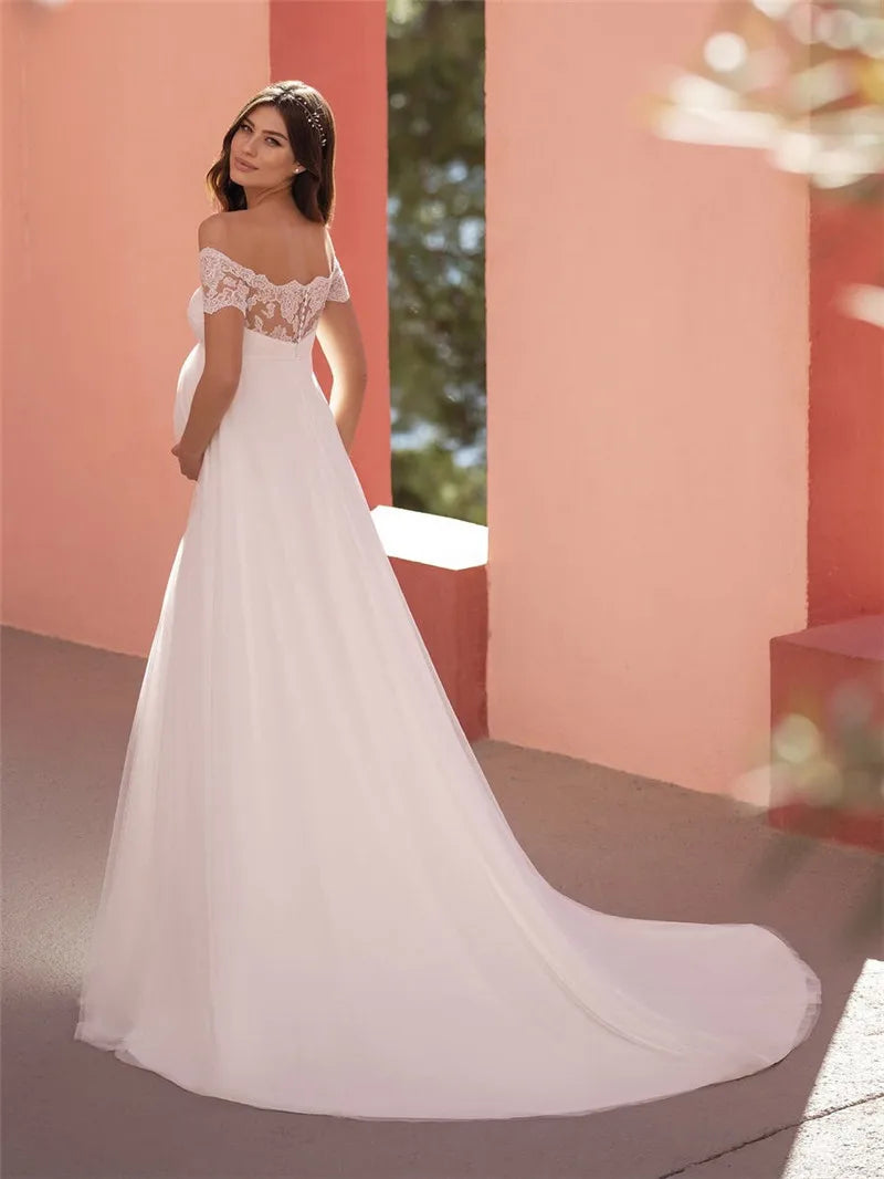 White Bridesmaid Dresses: Long Wedding Dress For Woman Short Sleeves