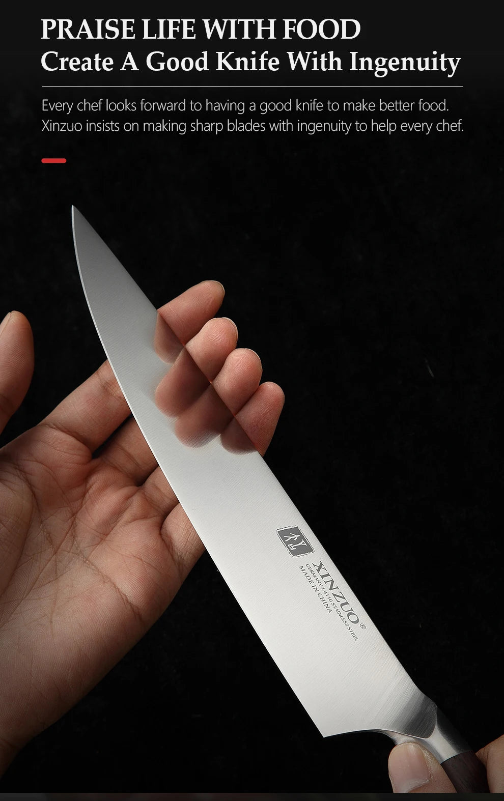 XINZUO 8'' Chef Knife German DIN 1.4116 Steel Kitchen Knives Stainless Steel Meat