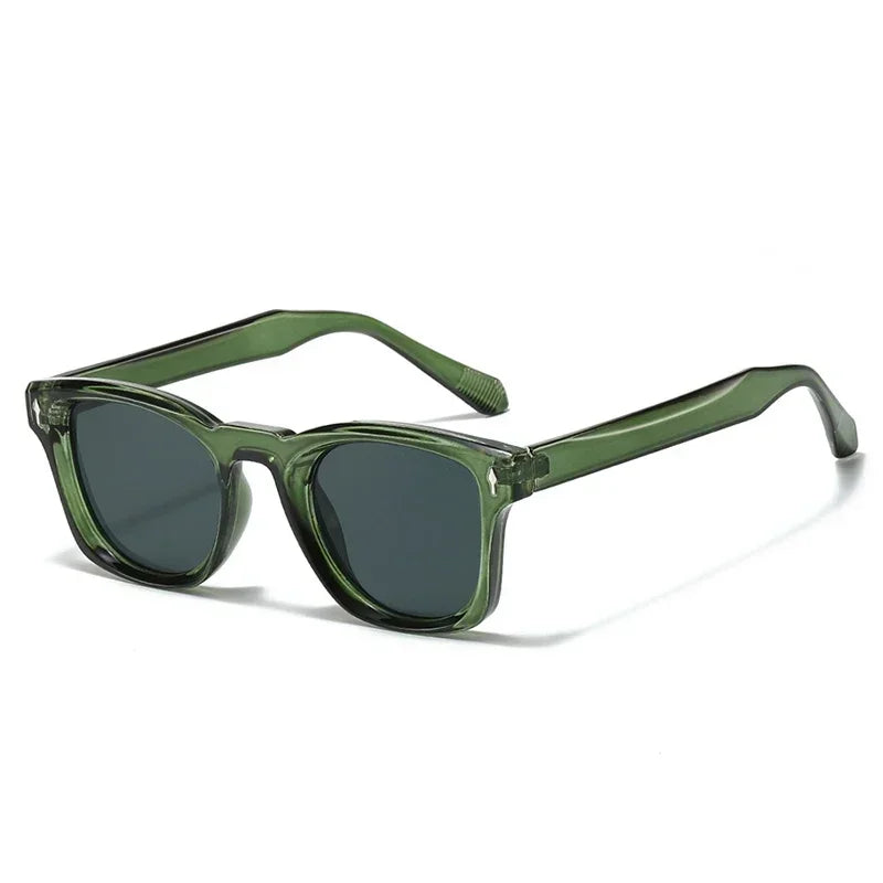 JNPCXI Retro Rivets Square Sunglasses Women Fashion Gradient Shades UV400 Men Green Black Sun Glasses