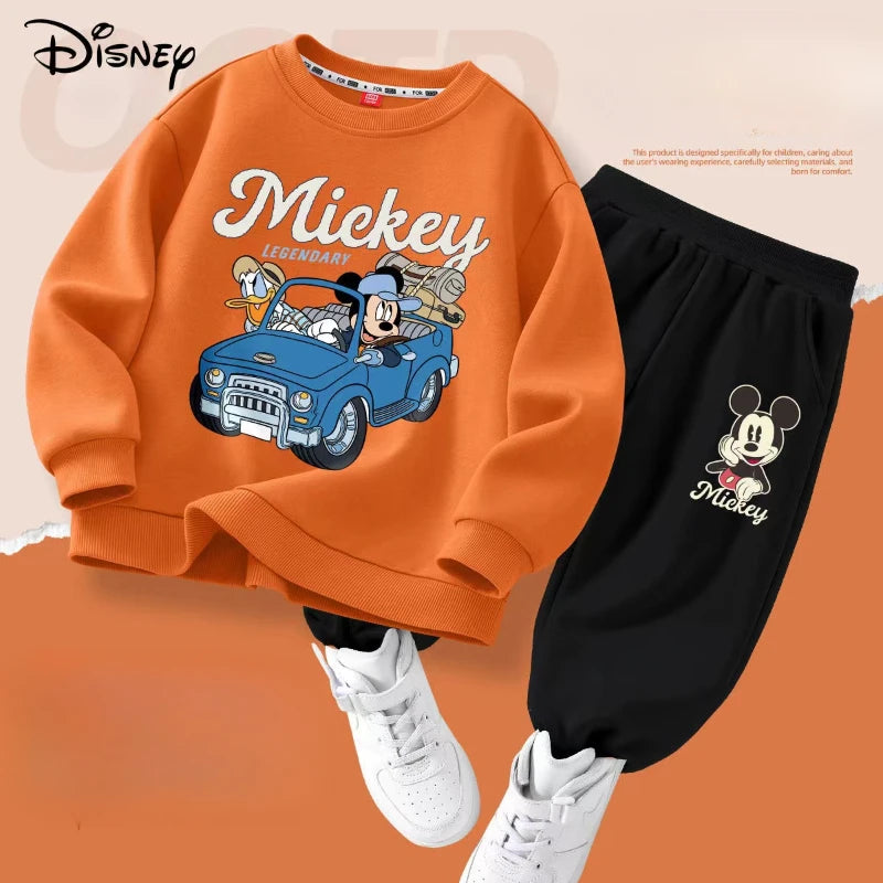 Autumn Baby Girl Boy Clothes Set Children Disney Mickey Printing Sweatshirt Top and Pants Bottom 2 Piece Suit Cotton Tracksuit