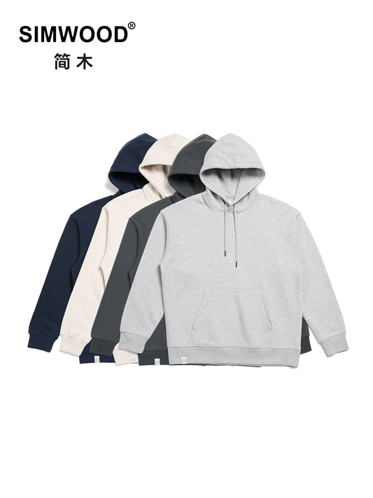 2024 Autumn Oversize 360g Fabric Hoodies Men Washed Solid Color
