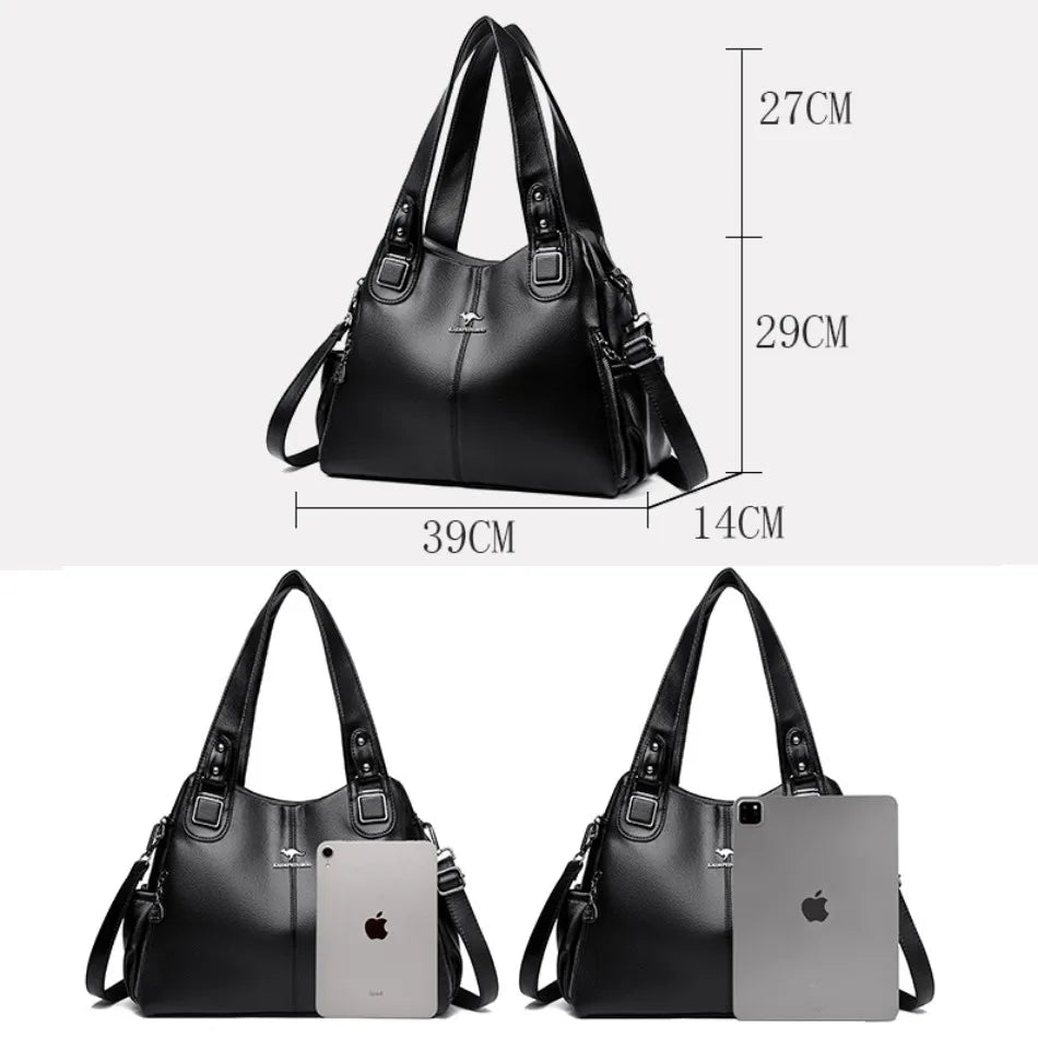 Genuine Soft Leather Handbags for Women Casual Shoulder Tote Bag Luxury Designer