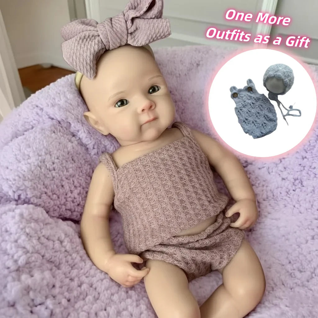 13Inch Waterproof Bettie Reborn Silicone Girl Doll With 2 Sets Outfits Handmade Paint Skin Soft Touch Silicone Girl Doll