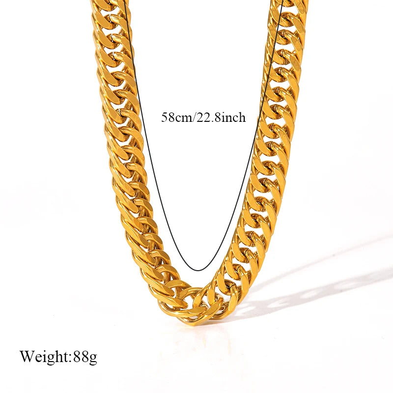 316L Stainless Steel Metal Cuban Chain Necklace For Women Hip Hop Punk Waterproof