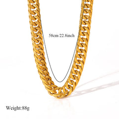 316L Stainless Steel Metal Cuban Chain Necklace For Women Hip Hop Punk Waterproof