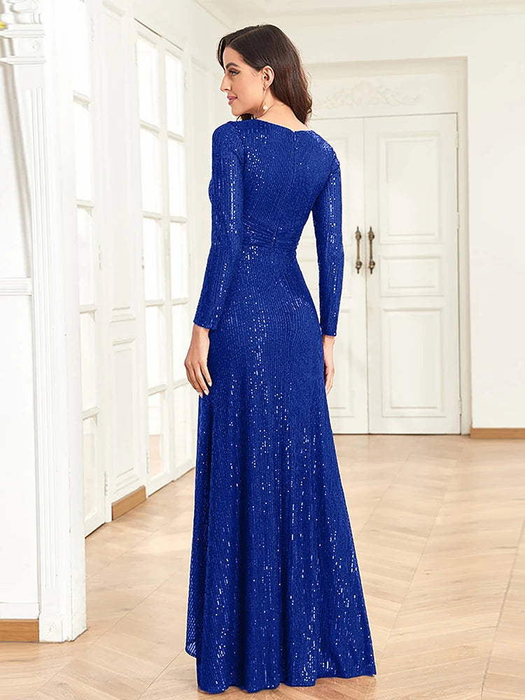Homecoming Dresses: V-Neck Evening Dress Women Wedding Party Sequins