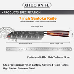 7 Inch Santoku Knife Japanese Laser Damascus Stainless Steel Kitchen Knives