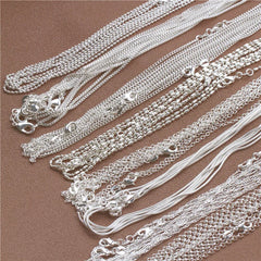 1pcs 925 Sterling Silver 16-30 Inches Rolo Bead Figaro Chain Necklace for Men Women