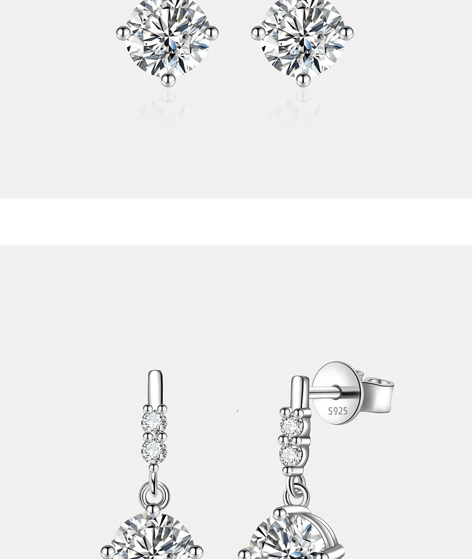 PERFA﻿NY 0.5/1CT Moissanite Drop Earring Women S925 Pure Silver Four Claw Laboratory Diamond Fashion Luxury Wedding Jewelry