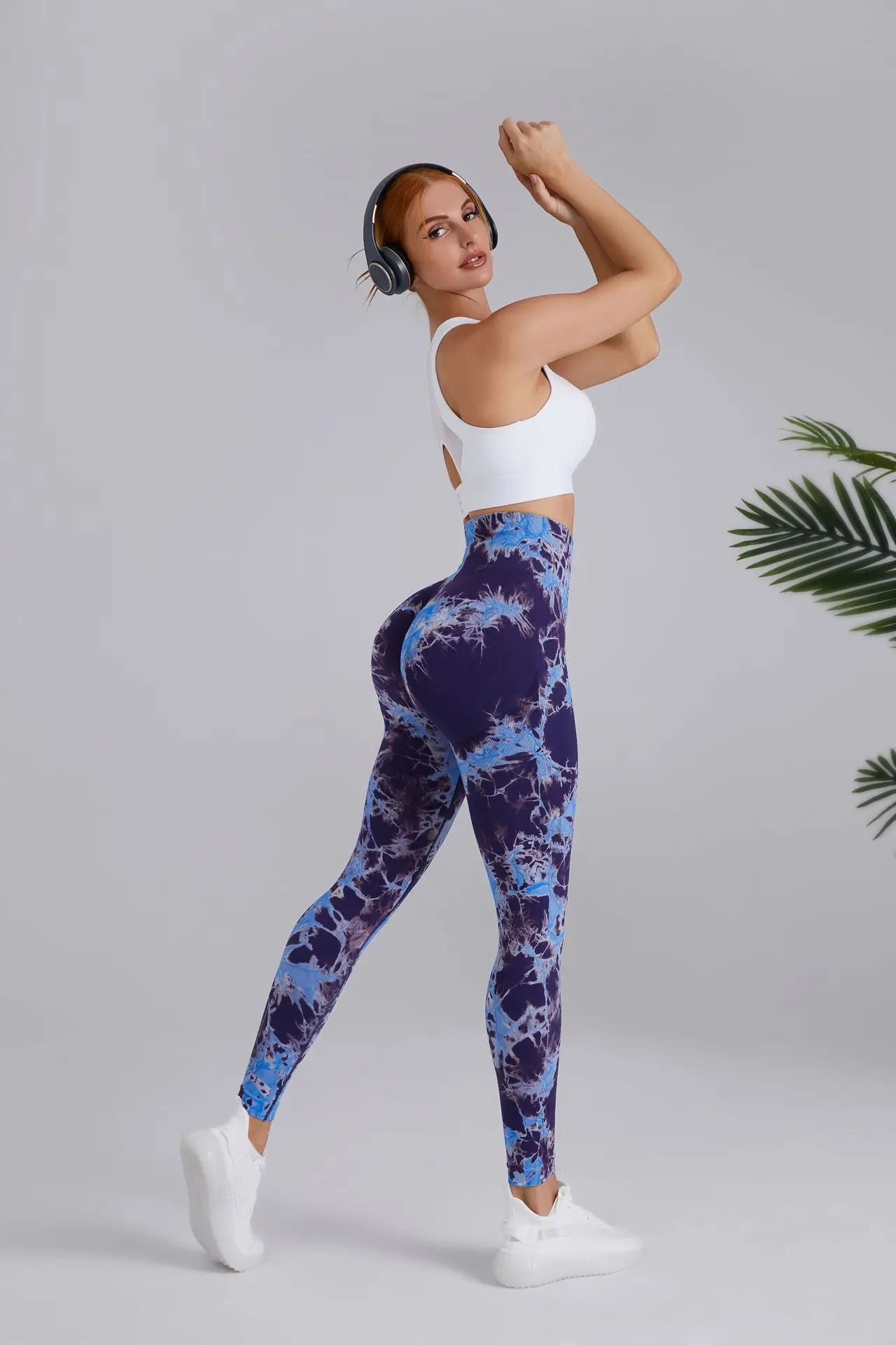Seamless Peach Yoga Pants Women's Dual Color Tie Dye Tie Float High Waist Sports