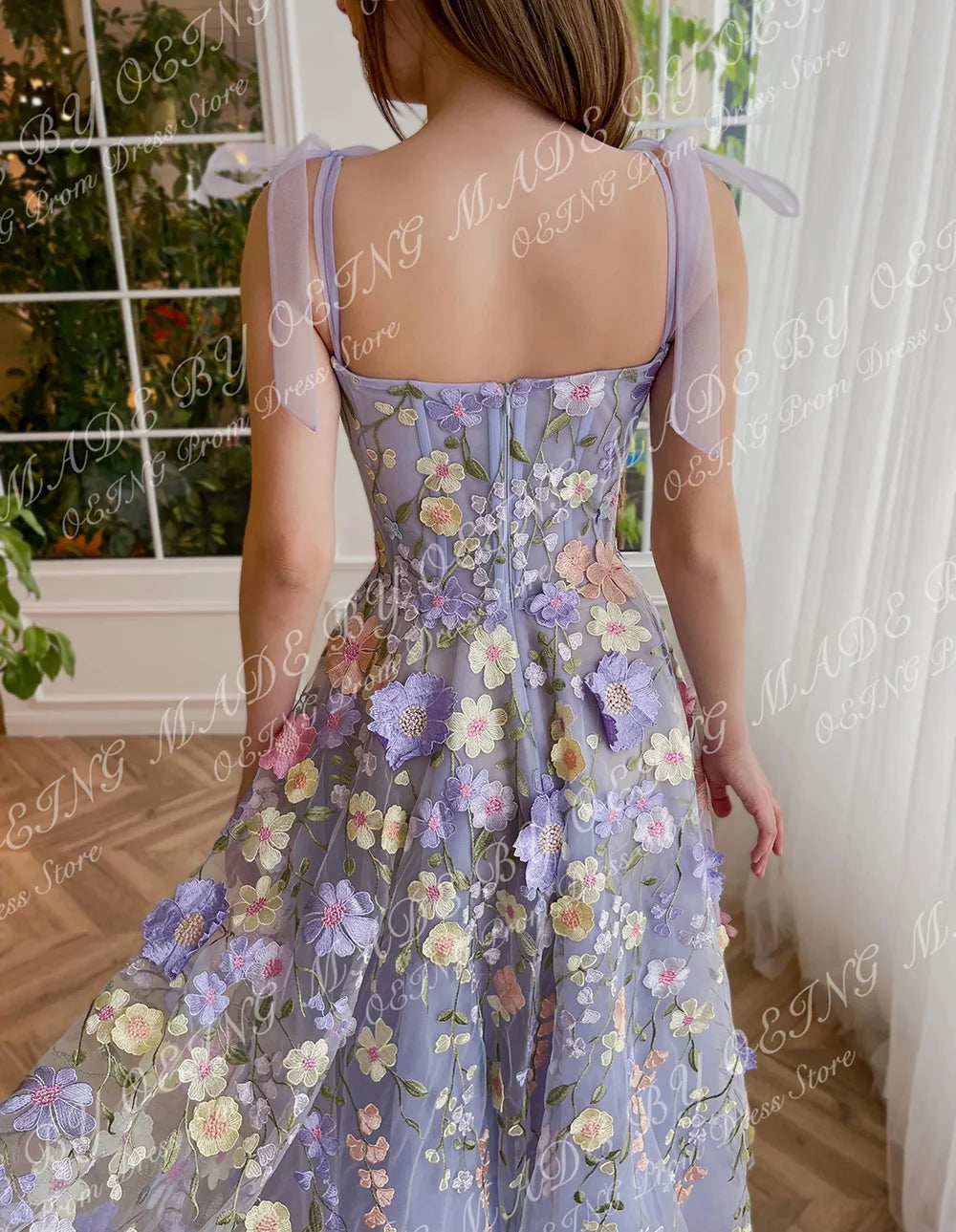 Homecoming Dresses: Prom Dresses With Spaghetti Straps Pastoral 3D Flowers