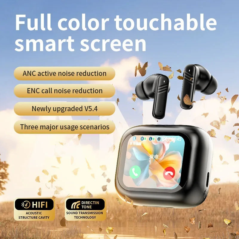 Bluetooth V5.4 headphones AI translation OWS LCD touch screen sports wireless high-definition stereo long-life headphones