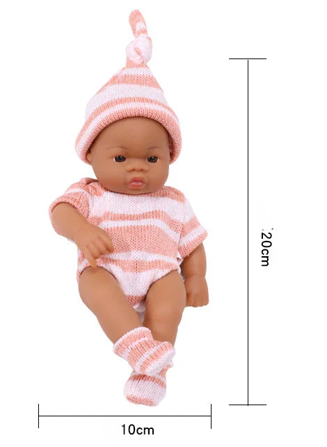 Black Reborn Dolls African Reborn Baby Doll 20cm Dolls Baby Reborn Baby Doll Toys Soft Touch High Quality Doll for Children Toys
