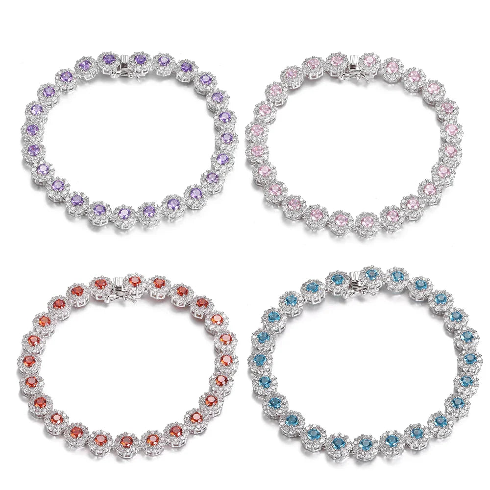 Shining Tennis Bracelet for Women S925 Silver Plated Cubic Zirconia Crystal Bangle Elegant Exquisite Jewelry Wedding Gift FCGJHW