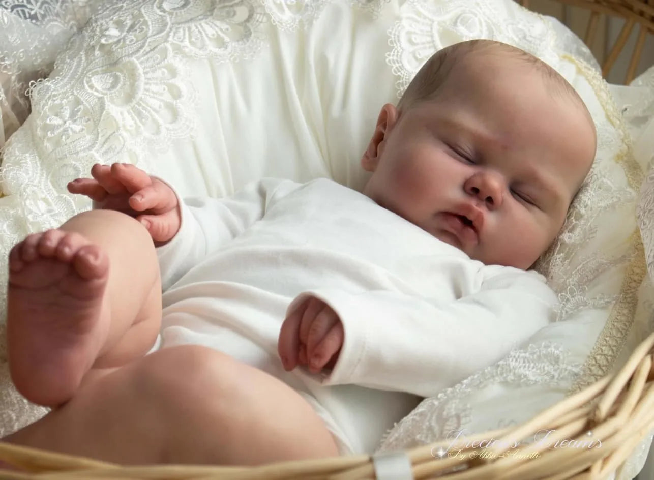 19 Inch Pickle Boy Reborn Toddler Doll Lifelike Sleeping Figure Soft Cloth Body Hand-Painted Hair Cuddly Baby Toy for Collectors