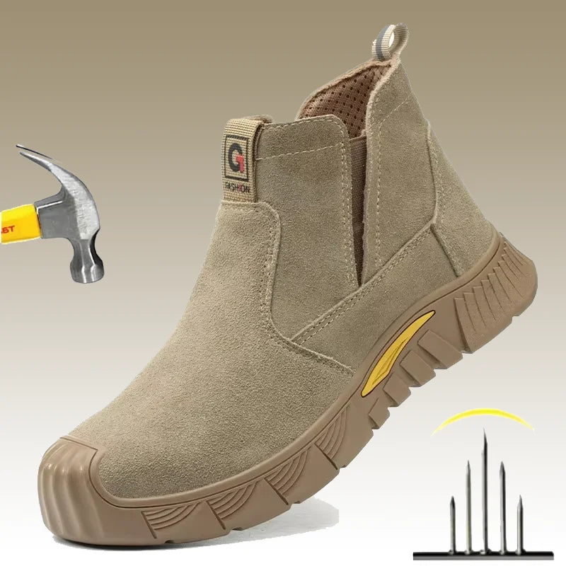 Safety Boots Men Welder Safety Shoes Anti-Smash Indestructible Leather Material Work Boots Steel Toe Security Boots Footwear