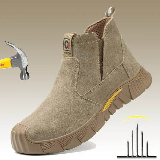 Safety Boots Men Welder Safety Shoes Anti-Smash Indestructible Leather Material Work Boots Steel Toe Security Boots Footwear