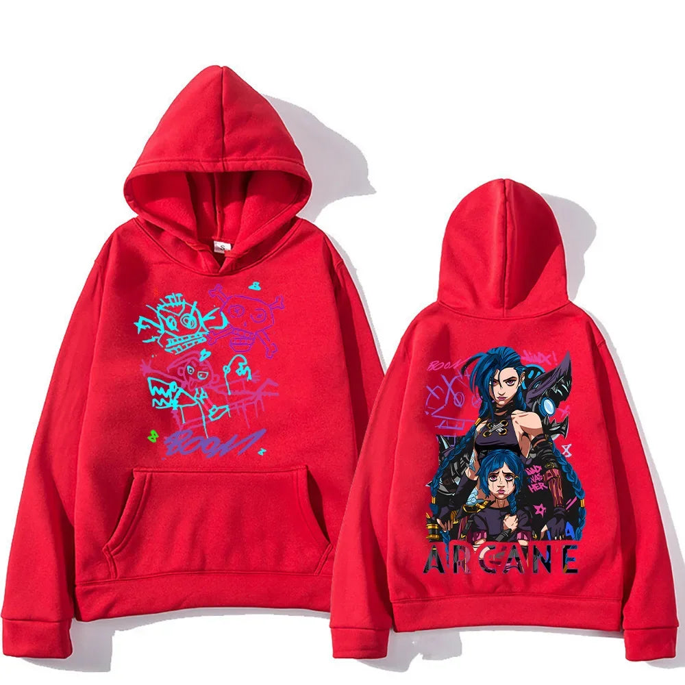 Arcane Jinx Hoodies Man Women Harajuku Clothing Hot Anime Arcane Pullovers Unisex