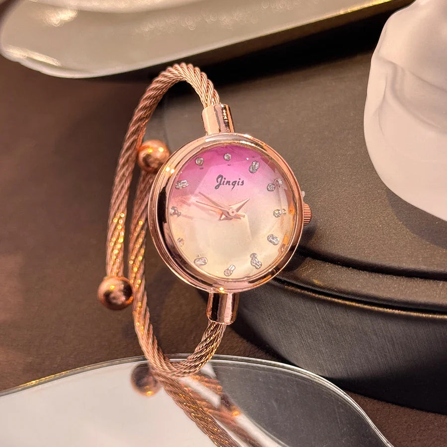 New Gradient Fresh Style Starry Sky Sunset Color Ladies Watch Student Fashion Bracelet Open Quartz Wristwatch