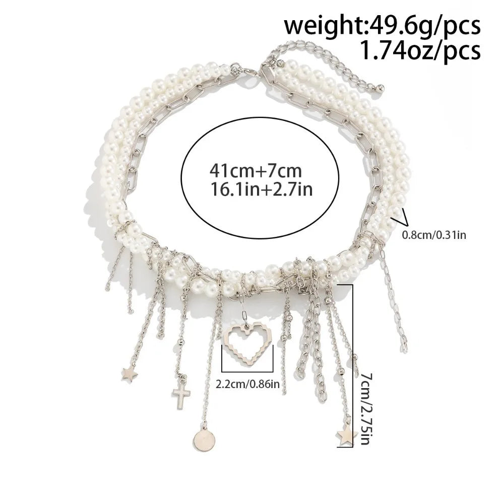 Elegant Irregular Imitation Pearl Beads Necklace for Women Vintage Party Wedding Tassels Choker Fashion Jewelry Accessories Gift