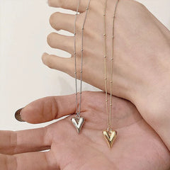 Classic Peach Heart Pendant Stainless steel Necklace Korean Fashion Jewelry