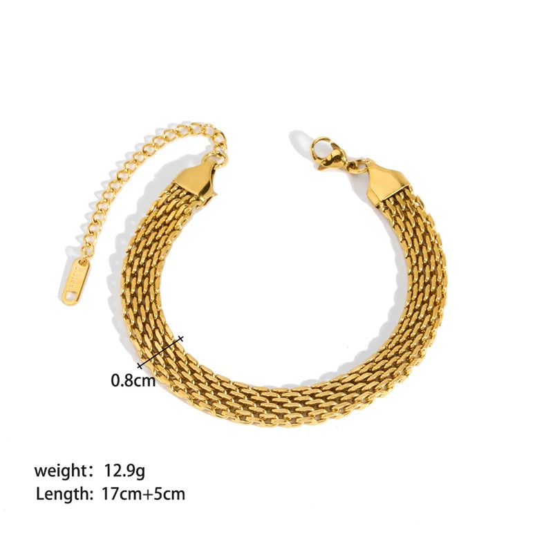 316L Stainless Steel New Fashion Fine Jewelry Set Minimalism Width 8mm Weave Charm